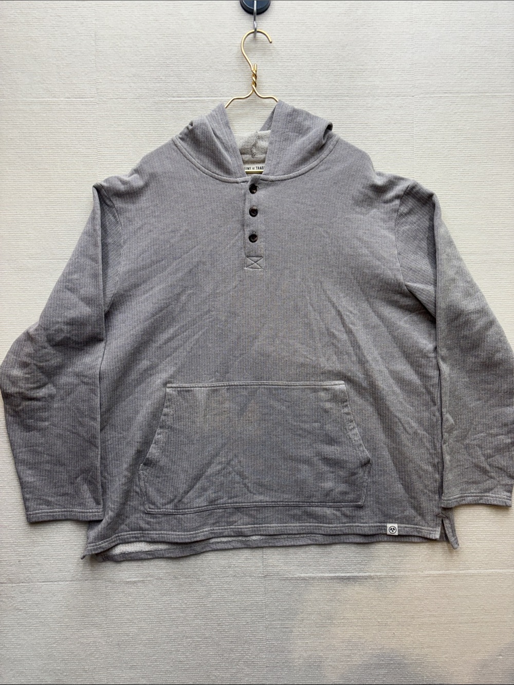 Line of Trade | Men's Gray Henley Hoodie Shirt - 2XL